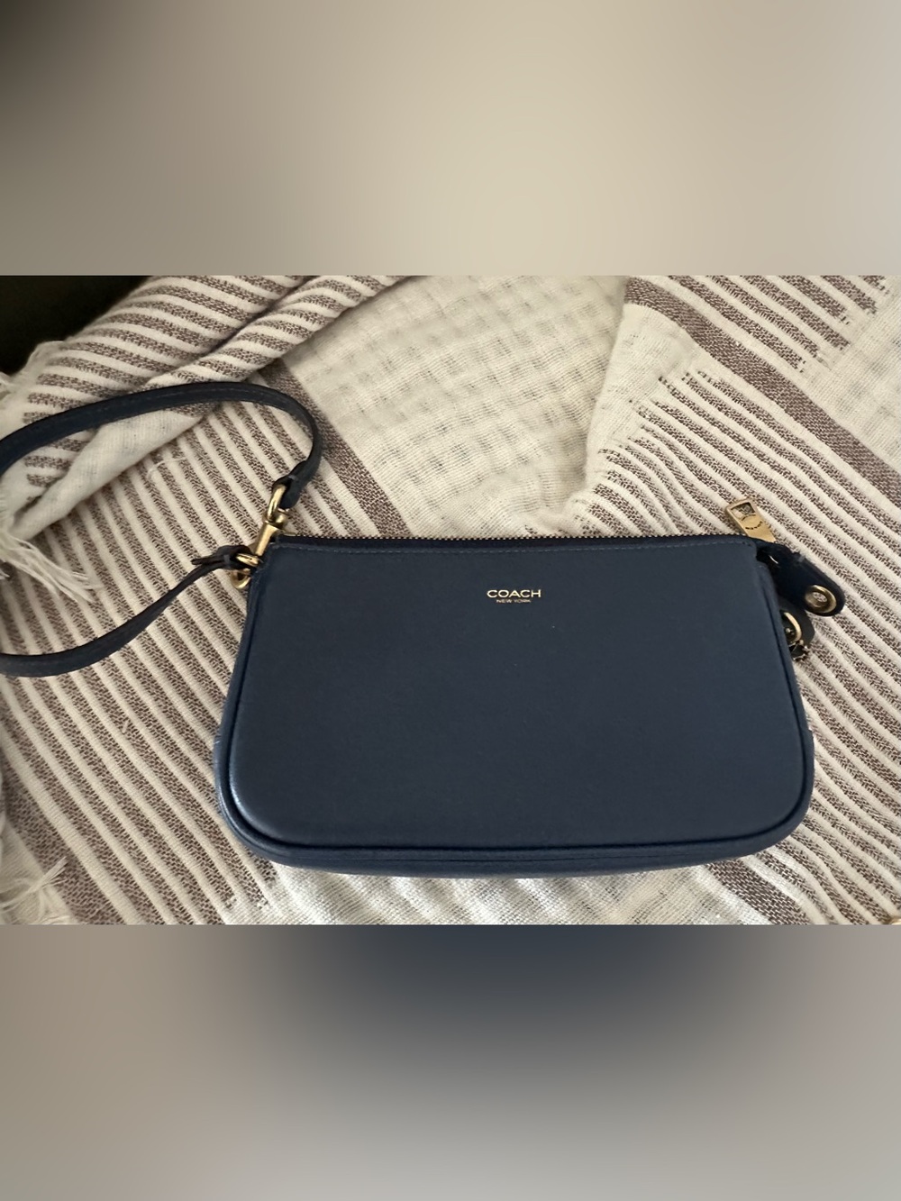 Coach Navy Plaza 18 Pouch